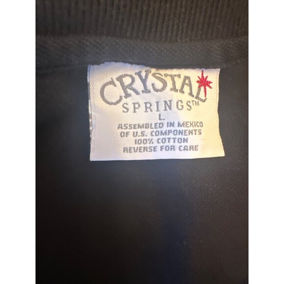 Crystal Springs Mens L Black Polo Shirt Iny 500 Racing Flag Logo - Picture 2 of 4